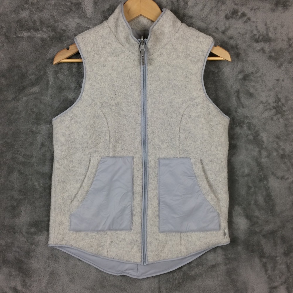 Smartwool Sherpa Vest Womens Small Reversible Grey Anchor Line Outdoors Hiking